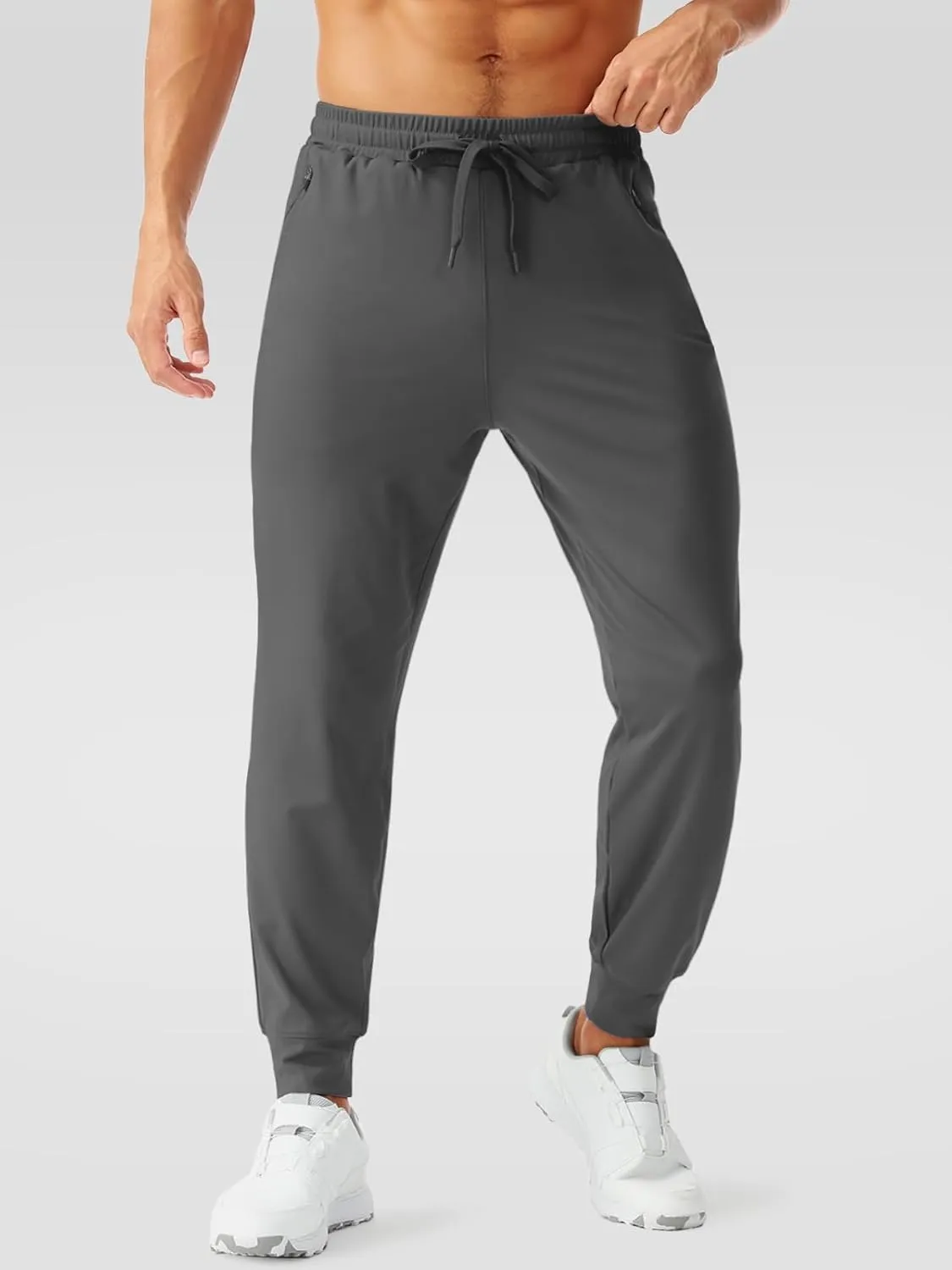 Aolesy Men's Joggers Sweatpants with Zipper Pockets Lightweight Stretch Gym Workout Pants for Running, Athletic