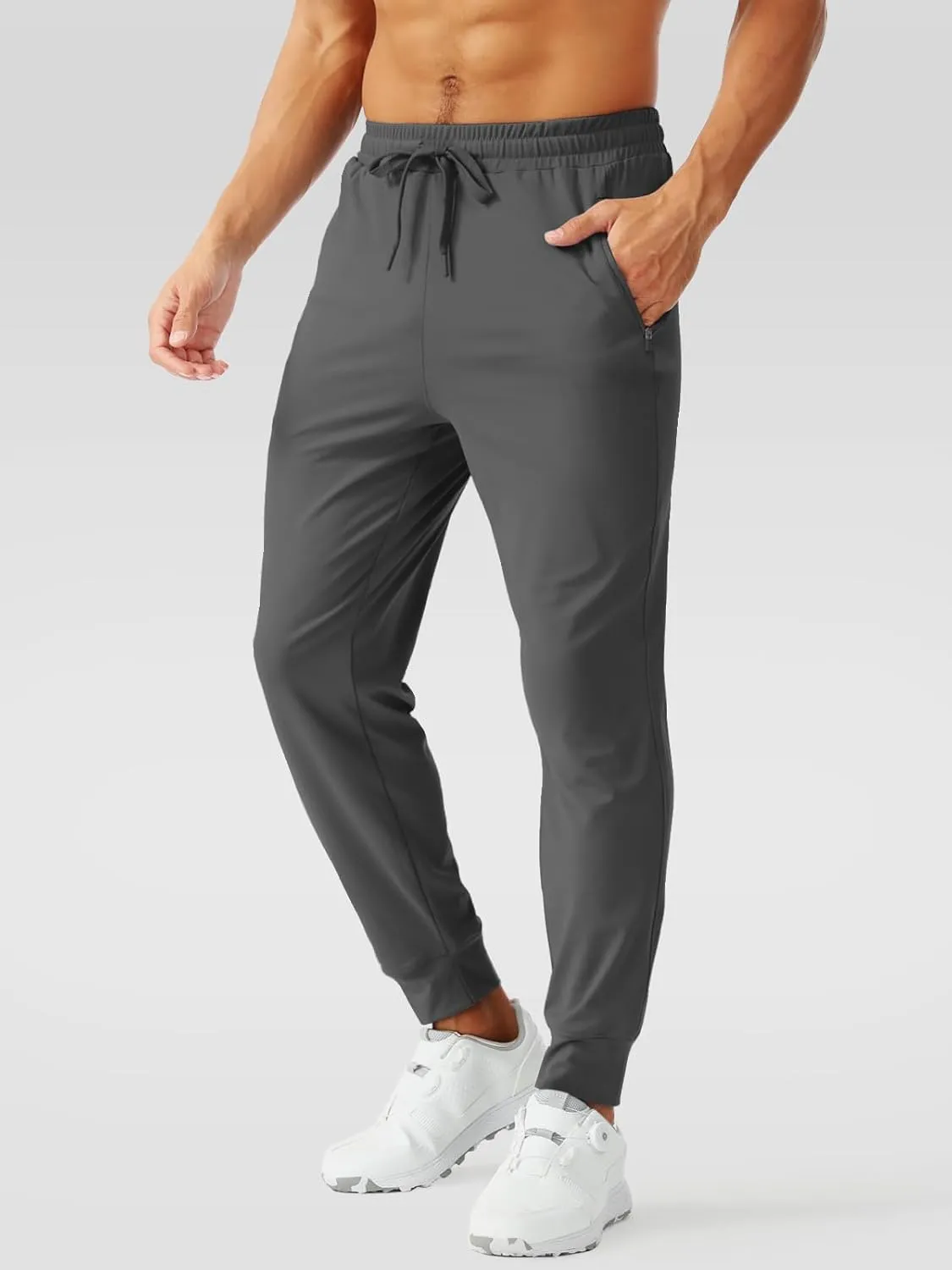 Aolesy Men's Joggers Sweatpants with Zipper Pockets Lightweight Stretch Gym Workout Pants for Running, Athletic