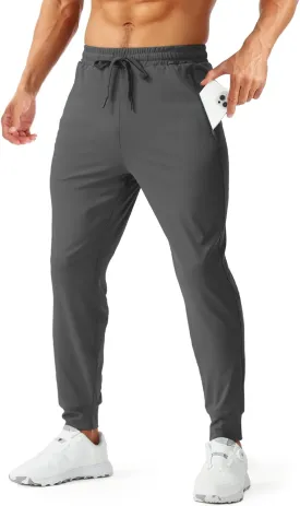 Aolesy Men's Joggers Sweatpants with Zipper Pockets Lightweight Stretch Gym Workout Pants for Running, Athletic
