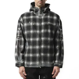 Arab Sword Flannel Zip-up Jacket in Black