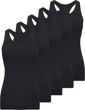 BQTQ 5 Pack Racerback Tank Tops for Women Sleeveless Workout Tank Top Ladies Undershirts Slim Fit Tanks Tops
