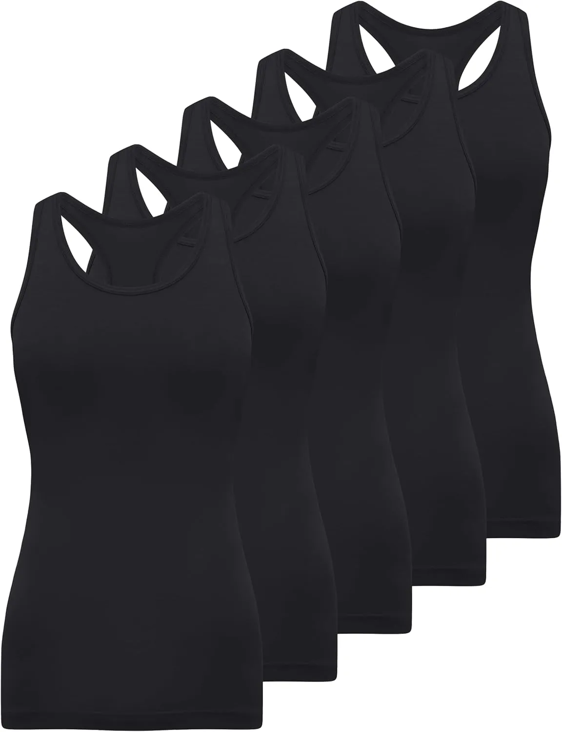BQTQ 5 Pack Racerback Tank Tops for Women Sleeveless Workout Tank Top Ladies Undershirts Slim Fit Tanks Tops