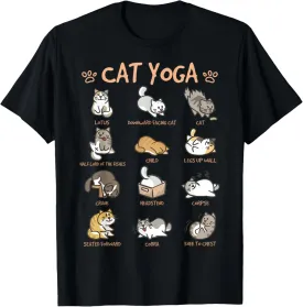 Cat Yoga Poses Cats Practicing Mindfulness Meditation Kitten T-Shirt