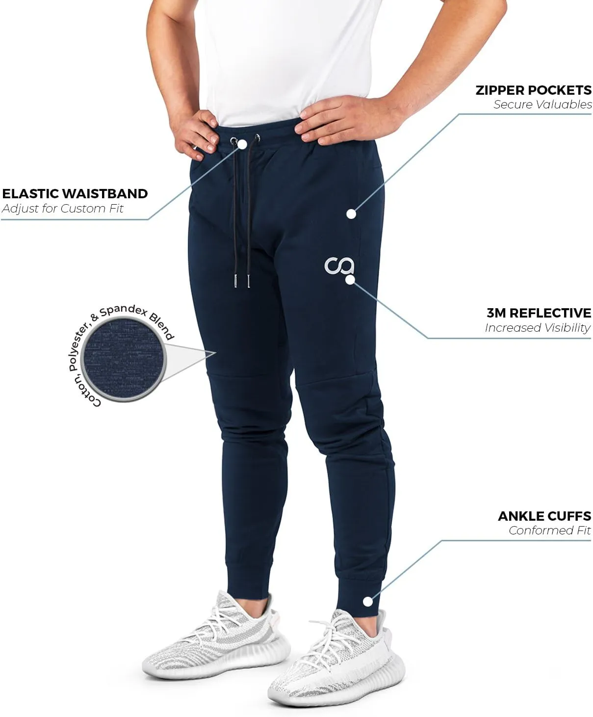 Contour Mens Sweatpants with Pockets Zipper, Cruise Sweatpants for Men, Joggers for Men Slim Fit, Mens Joggers for Workout