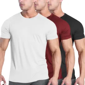 COOFANDY Men's 3 Pack Workout T Shirts Short Sleeve Gym Bodybuilding Muscle Shirt Base Layer Fitness Tee Tops