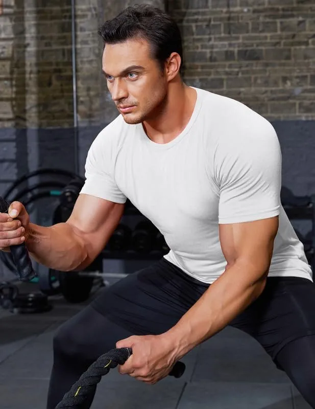 COOFANDY Men's 3 Pack Workout T Shirts Short Sleeve Gym Bodybuilding Muscle Shirt Base Layer Fitness Tee Tops