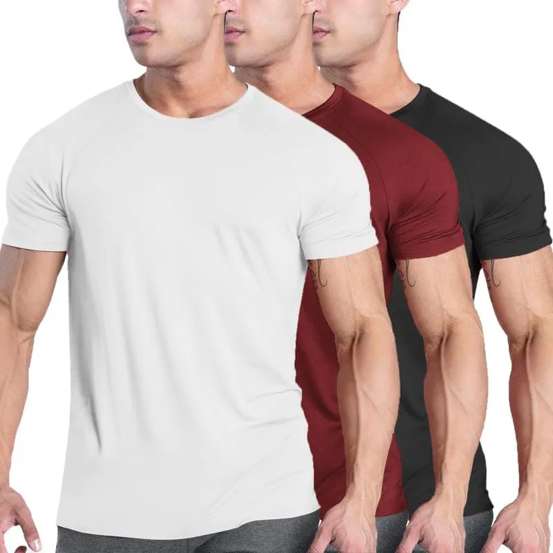 COOFANDY Men's 3 Pack Workout T Shirts Short Sleeve Gym Bodybuilding Muscle Shirt Base Layer Fitness Tee Tops
