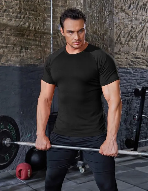 COOFANDY Men's 3 Pack Workout T Shirts Short Sleeve Gym Bodybuilding Muscle Shirt Base Layer Fitness Tee Tops