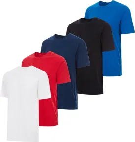 Essential Elements 5 Pack: Men's Crew Neck 100% Pure Cotton Breathable Short Sleeve T-Shirt