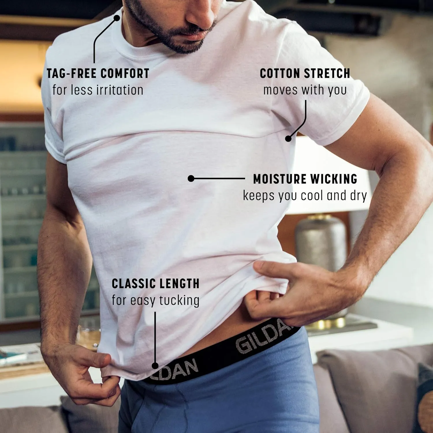 Gildan Men's Cotton Stretch T-Shirts, Multipack