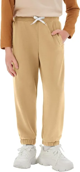 Haloumoning Boys Athletic Sweatpants Basic Elastic Waist Joggers Active Pants with Pockets 5-14 Years