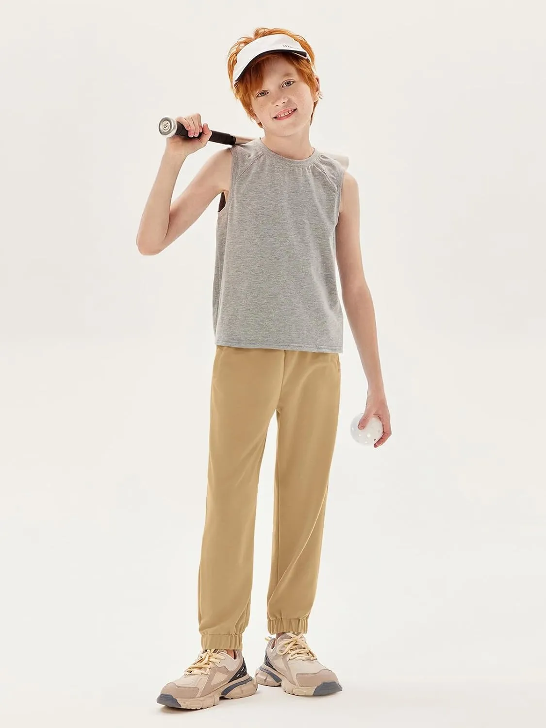 Haloumoning Boys Athletic Sweatpants Basic Elastic Waist Joggers Active Pants with Pockets 5-14 Years