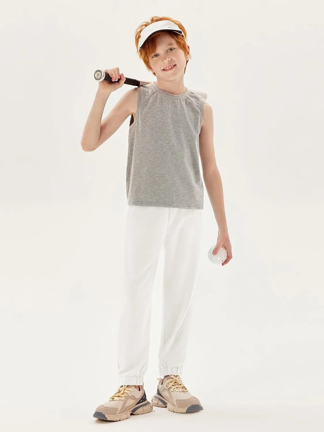Haloumoning Boys Athletic Sweatpants Basic Elastic Waist Joggers Active Pants with Pockets 5-14 Years