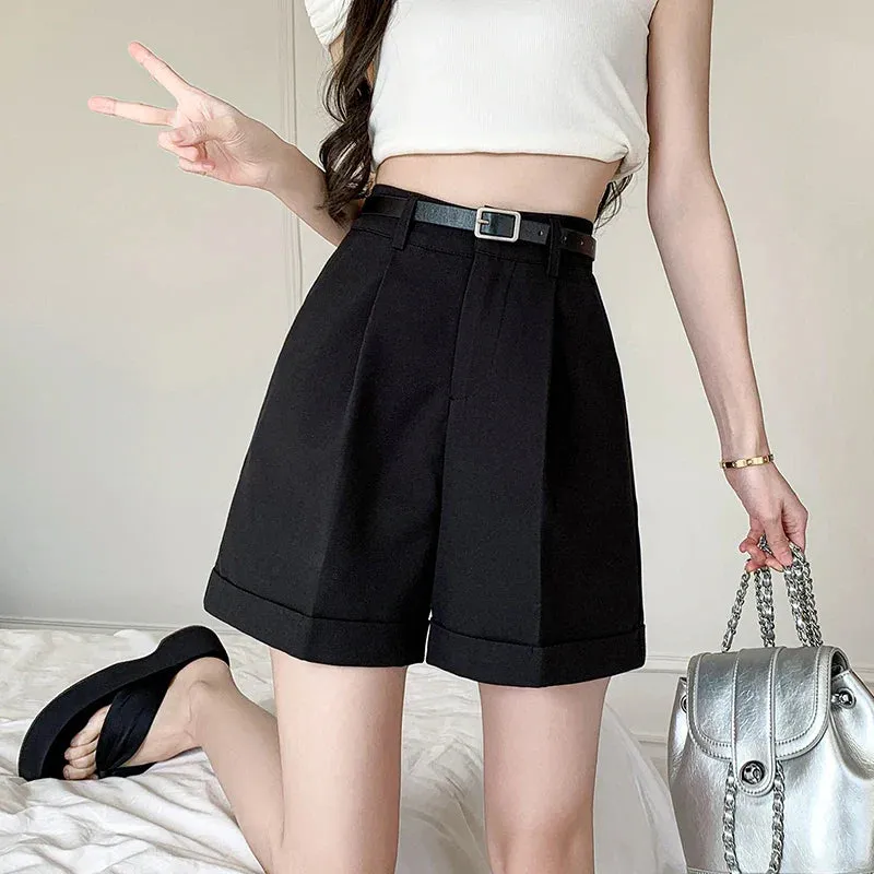 High Waist A-line Wide Leg Shorts - Fashion Draped (Spring/Summer)