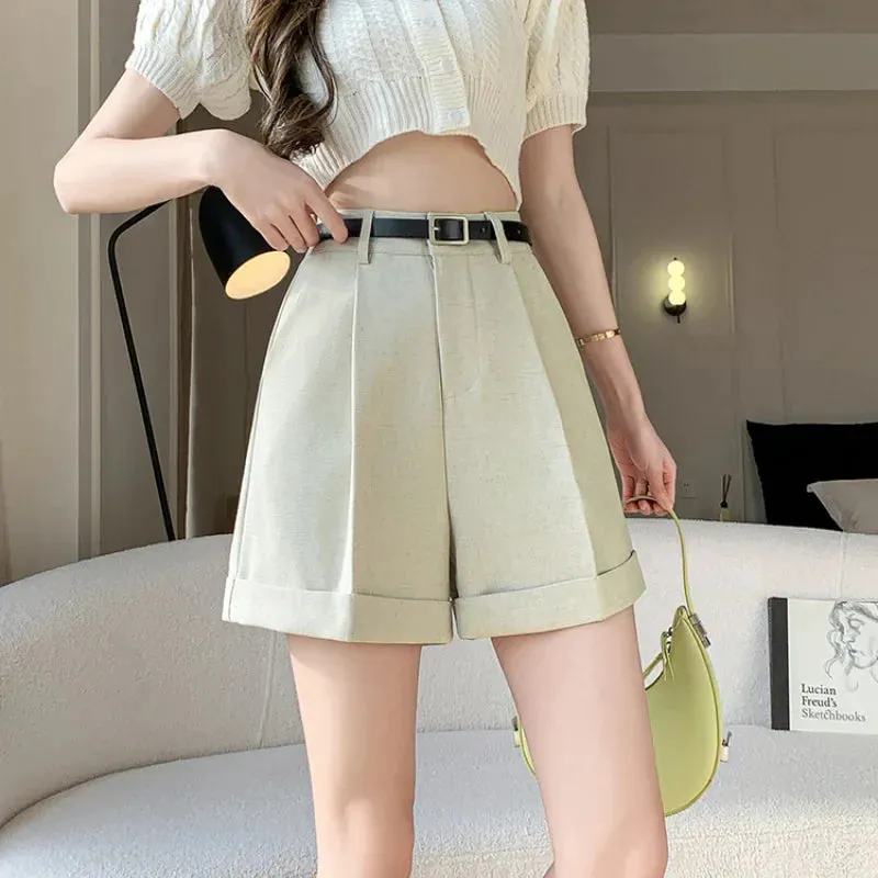 High Waist A-line Wide Leg Shorts - Fashion Draped (Spring/Summer)