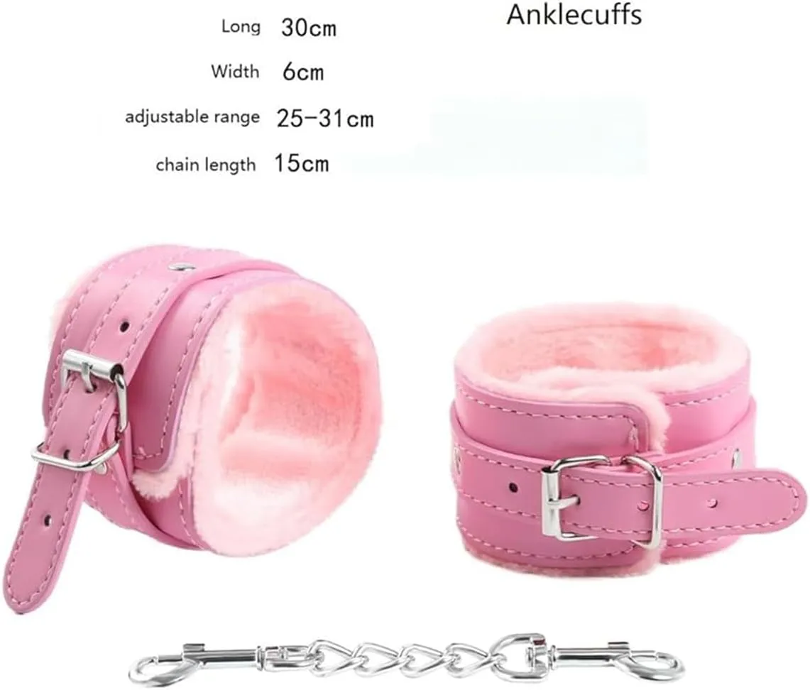 Leather Black Ankle Straps Wrist Cuffs D-Ring for Fitness Legs Exercise Attachment Adjustable Lock Buckle Ankle Bracelets Kits Cosplay Cuffs Accessory