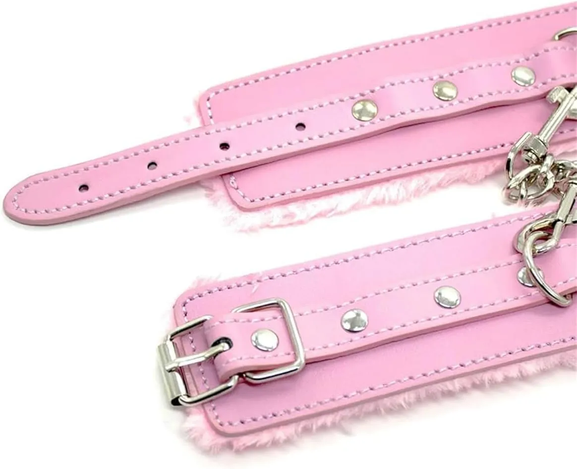 Leather Black Ankle Straps Wrist Cuffs D-Ring for Fitness Legs Exercise Attachment Adjustable Lock Buckle Ankle Bracelets Kits Cosplay Cuffs Accessory