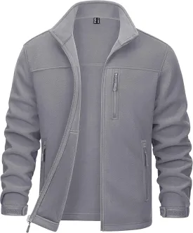 MAGCOMSEN Men's Winter Zip Up Polar Fleece Jacket Athletic Tactical Hiking Outdoor Jackets with 3 Pockets
