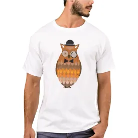 Nutcase Designer Round Neck Men's T-Shirt Wrinkle-Free Poly Cotton Tees - Hipster Owl