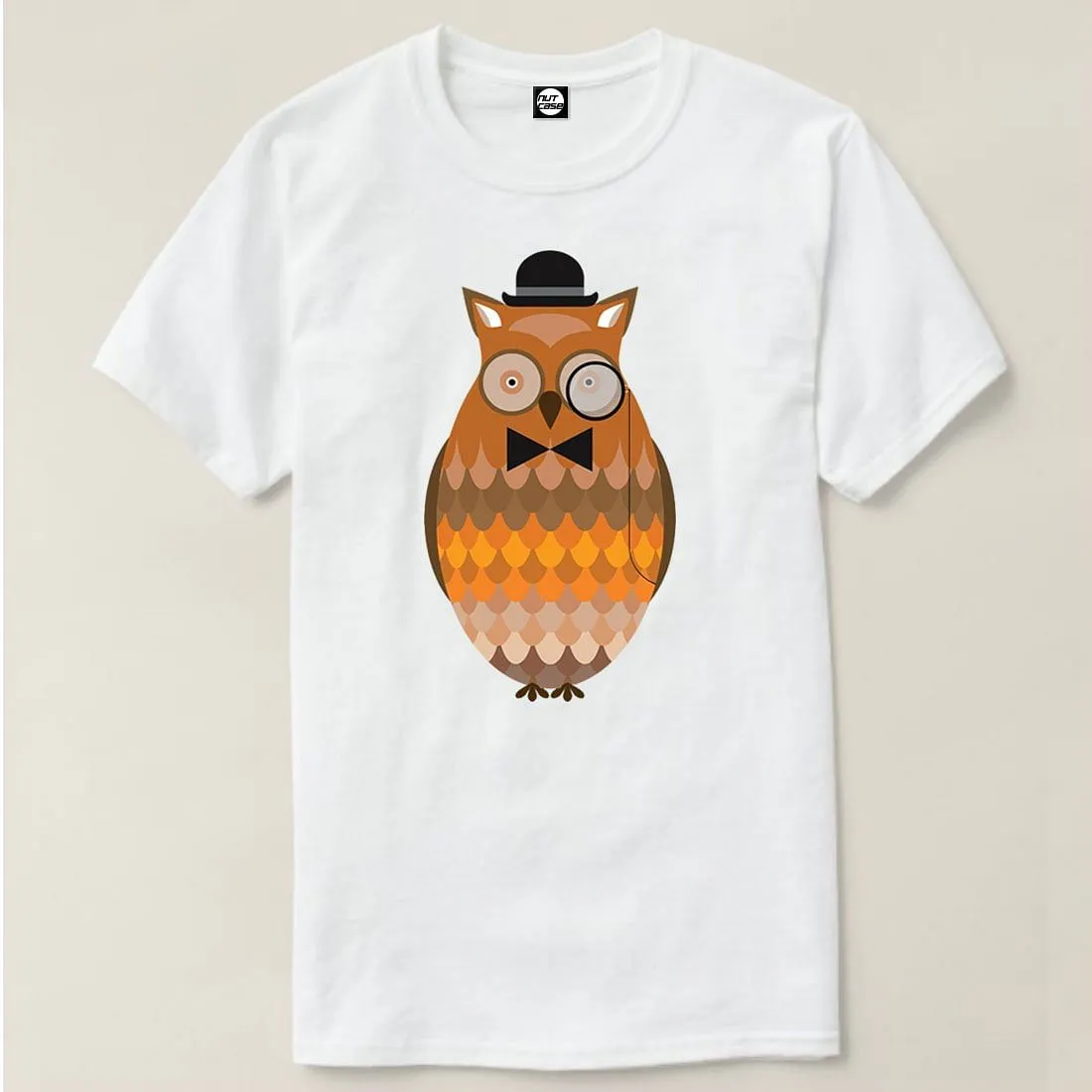 Nutcase Designer Round Neck Men's T-Shirt Wrinkle-Free Poly Cotton Tees - Hipster Owl