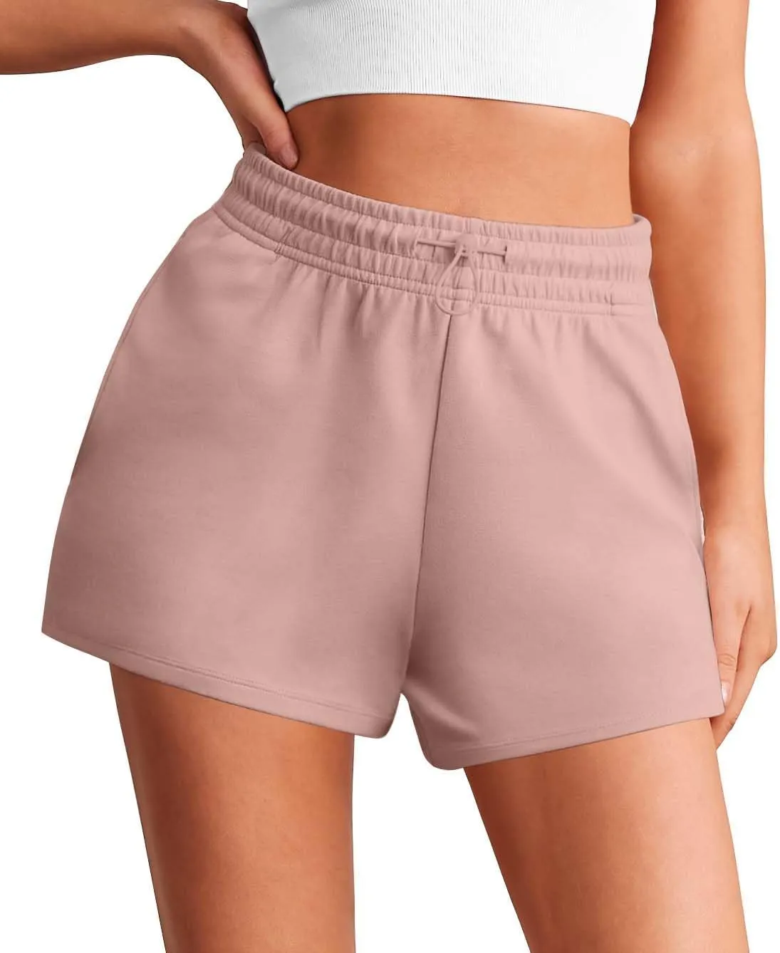 PINSPARK Sweat Shorts Women Lounge Athletic Short High Waisted Summer Sweatshorts Drawstring with Pockets
