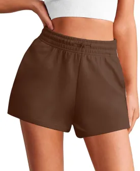 PINSPARK Sweat Shorts Women Lounge Athletic Short High Waisted Summer Sweatshorts Drawstring with Pockets