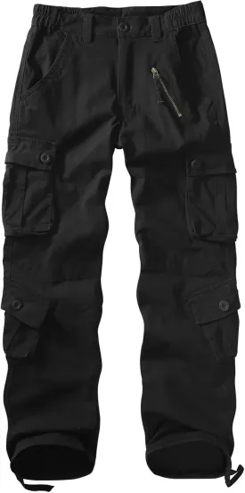 Sobrisah Women Mid-Rise Cargo Pants Heavy Cotton Casual Pants 8 Pockets Regular Fit/Plus Size Military Work Trousers
