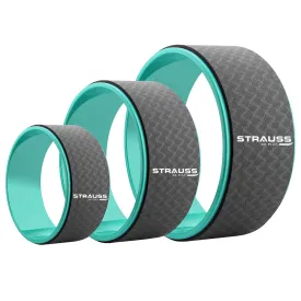 Strauss Yoga Wheel | Ideal for Stretching, Backbends, Exercise, Deep Tissue Massage & Back Pain Relief | Dharma Yoga Prop Wheel with Ultimate Comfort | 12-inch, (Black/Pink)