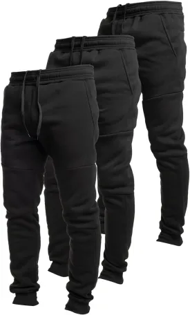 Ultra Performance 3 Pack Fleece Active Tech Joggers for Men, Mens Sweatpants with Zipper Pockets