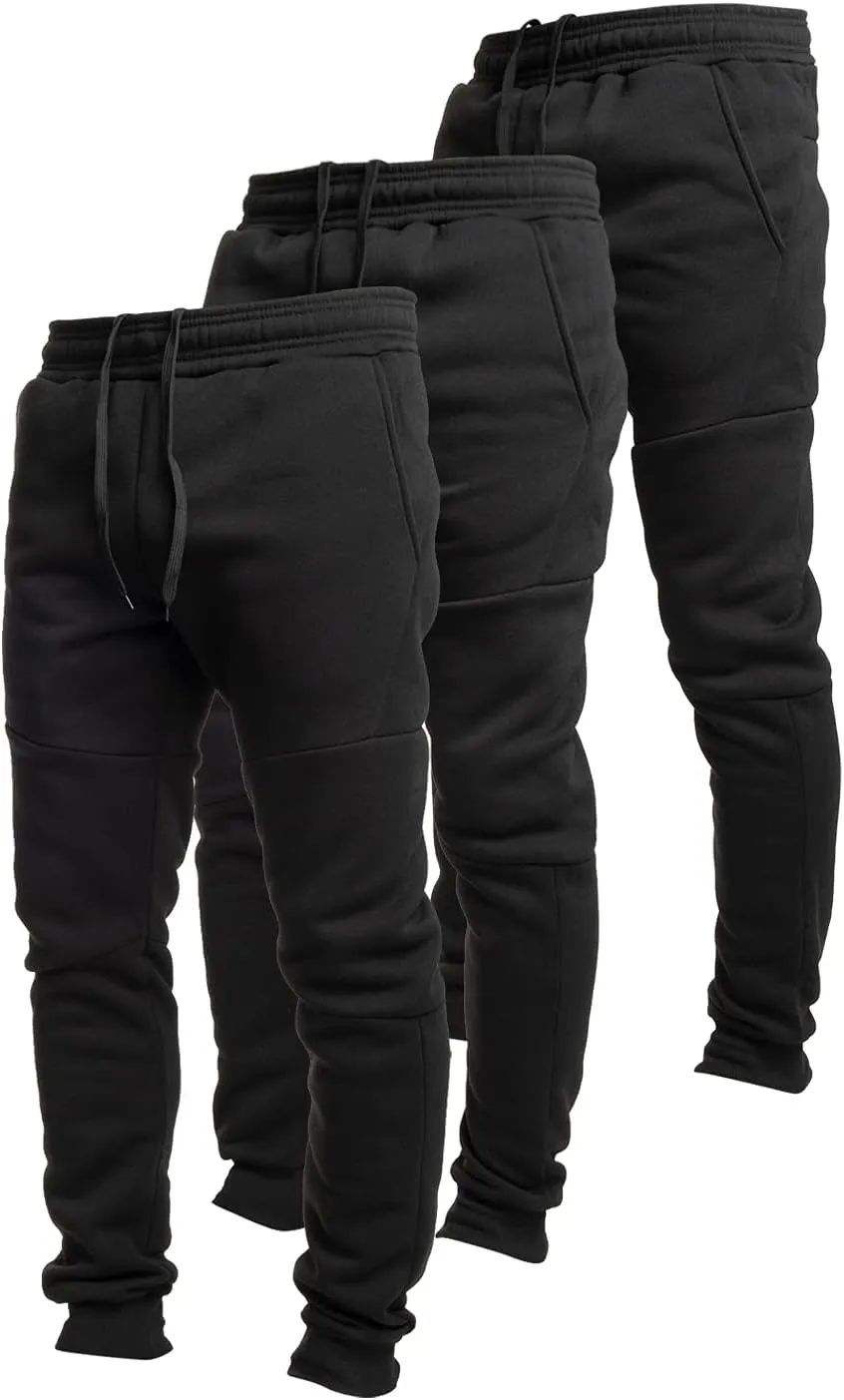 Ultra Performance 3 Pack Fleece Active Tech Joggers for Men, Mens Sweatpants with Zipper Pockets
