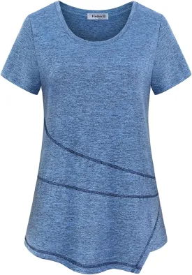 Vldnery Women's Running Workout Tops Moisture Wicking Athletic Quick Dry Loose Fit Yoga Top