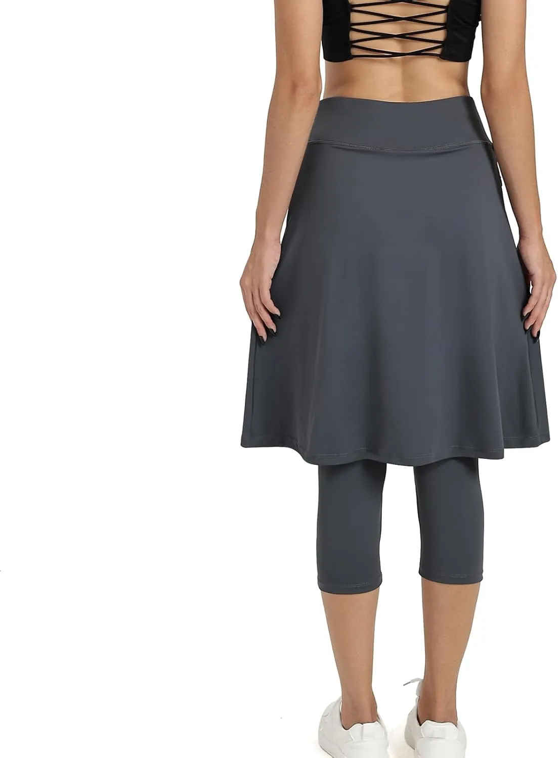 Women Athletic Knee Length Skirts with Leggings,Skorts Leggings&Skirted Capris Skorts for Women Yoga Pockets