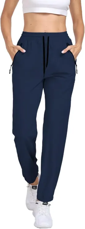 Womens Hiking Pants Waterproof Quick Dry Elastic Waist Drawstring Sweatpants UPF 50  Lightweight Travel Casual