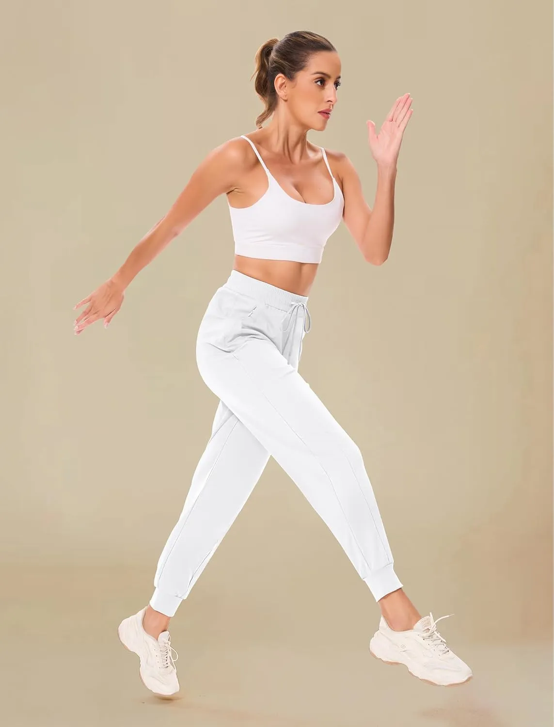 Women's Joggers Pants with Zipper Pockets High Waisted Athletic Drawstring Sweatpants for Lounge Workout Jogging 2024