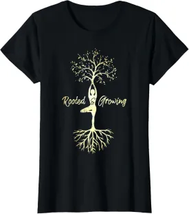 Women's Yoga Tree Of Life With Sayings Vriksasana Hatha Pose T-Shirt