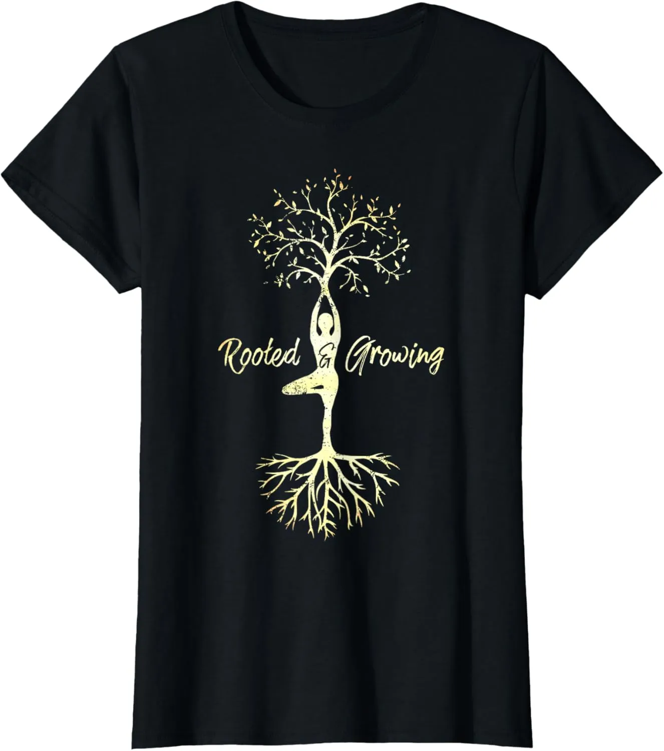 Women's Yoga Tree Of Life With Sayings Vriksasana Hatha Pose T-Shirt