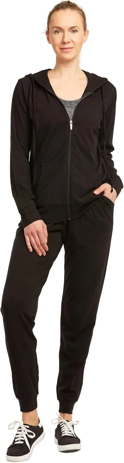 Wome's Jersey Cotton Jogger Pants with Side Pockets for Yoga Running Workout