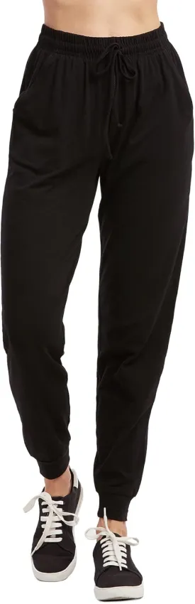 Wome's Jersey Cotton Jogger Pants with Side Pockets for Yoga Running Workout