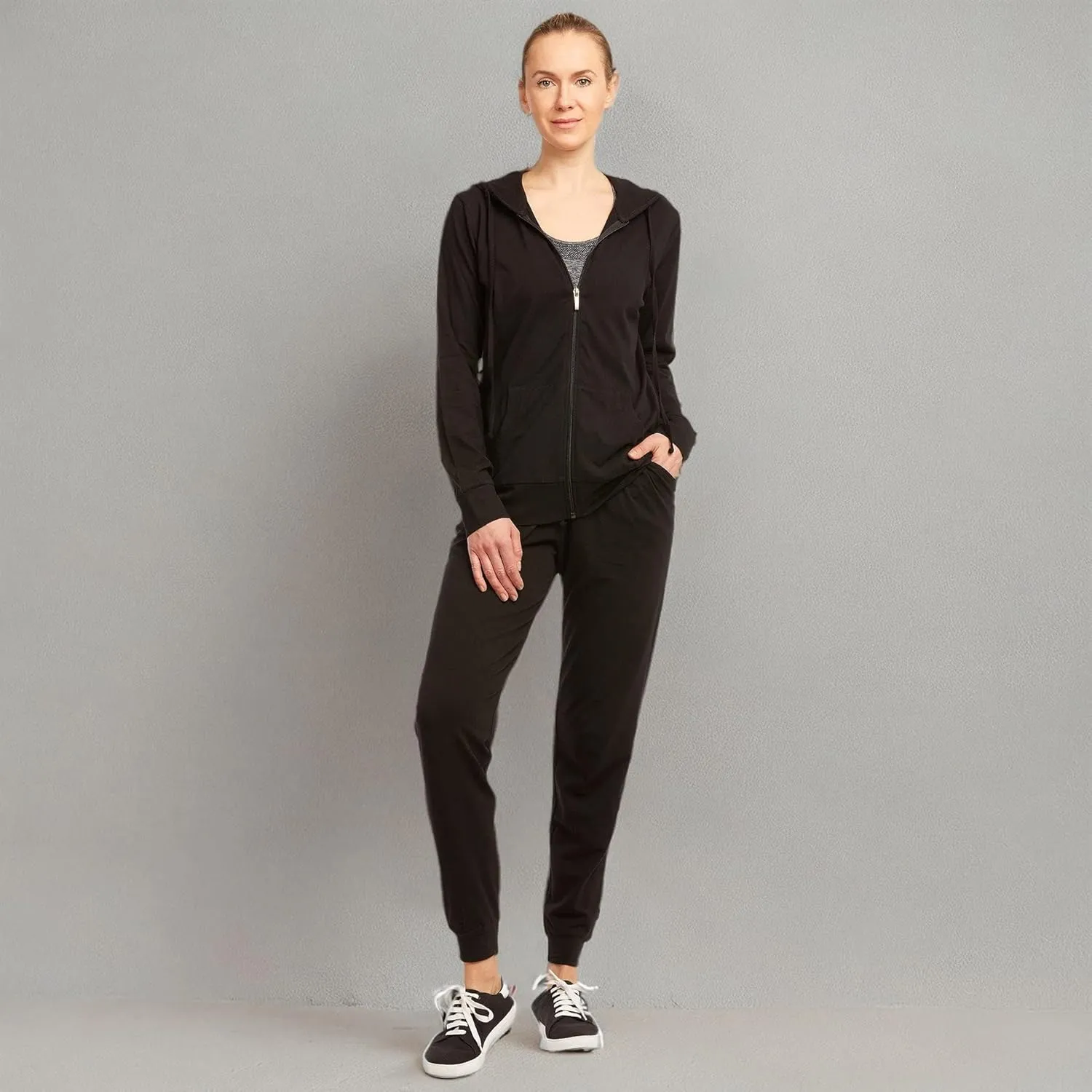 Wome's Jersey Cotton Jogger Pants with Side Pockets for Yoga Running Workout