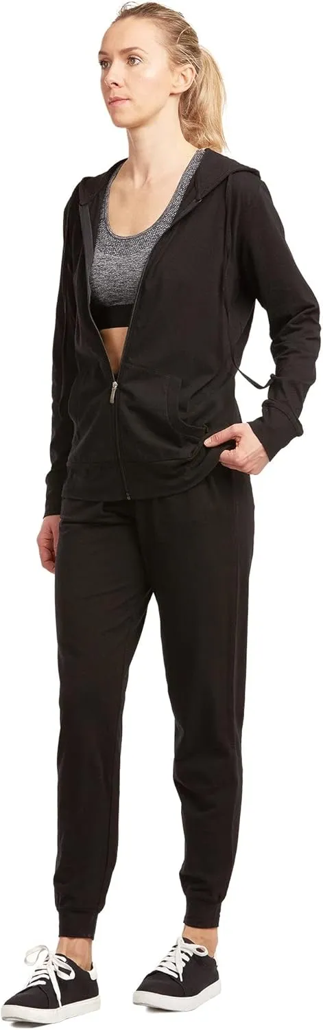 Wome's Jersey Cotton Jogger Pants with Side Pockets for Yoga Running Workout