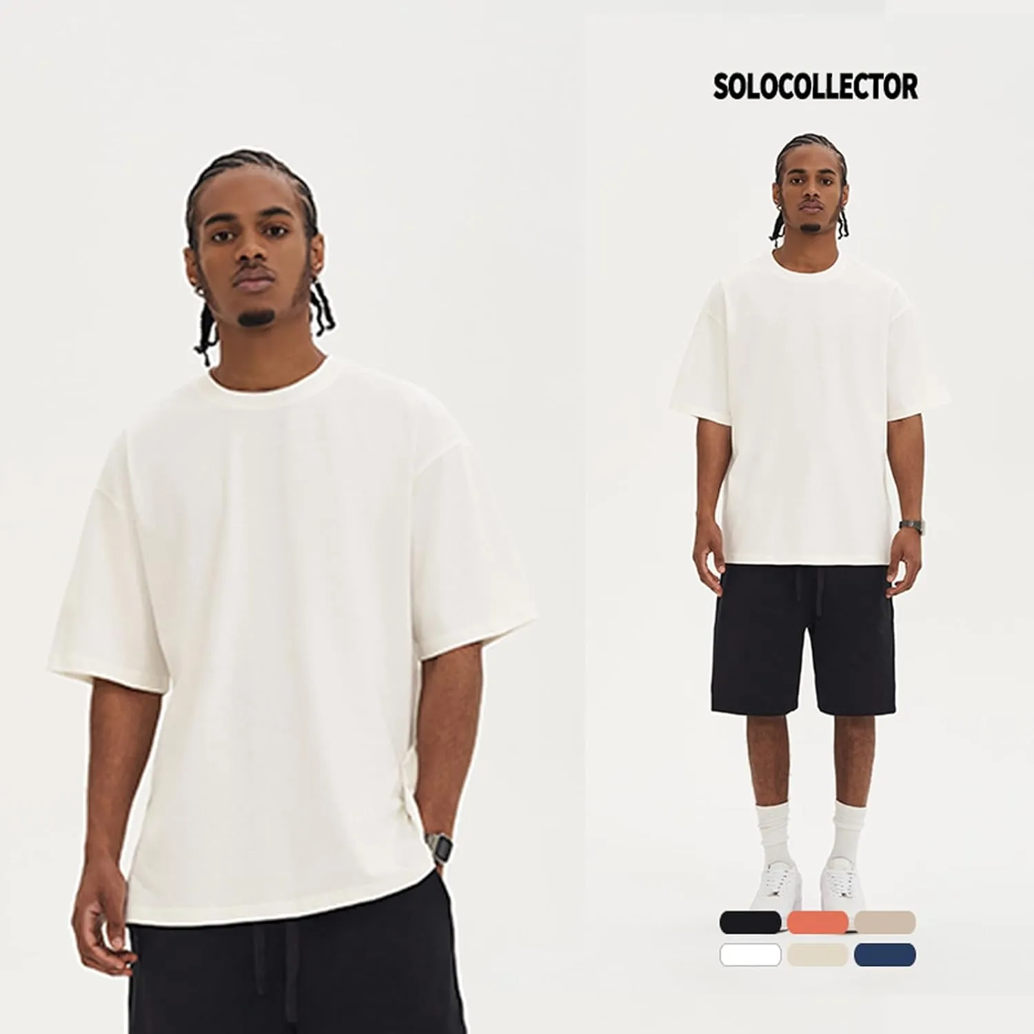ZUEVI Men's Cotton T-Shirts Fashion Short Sleeve Oversized T Shirts Loose Fit Crew Neck Basic Tees Tops Hip Hop Streetwear